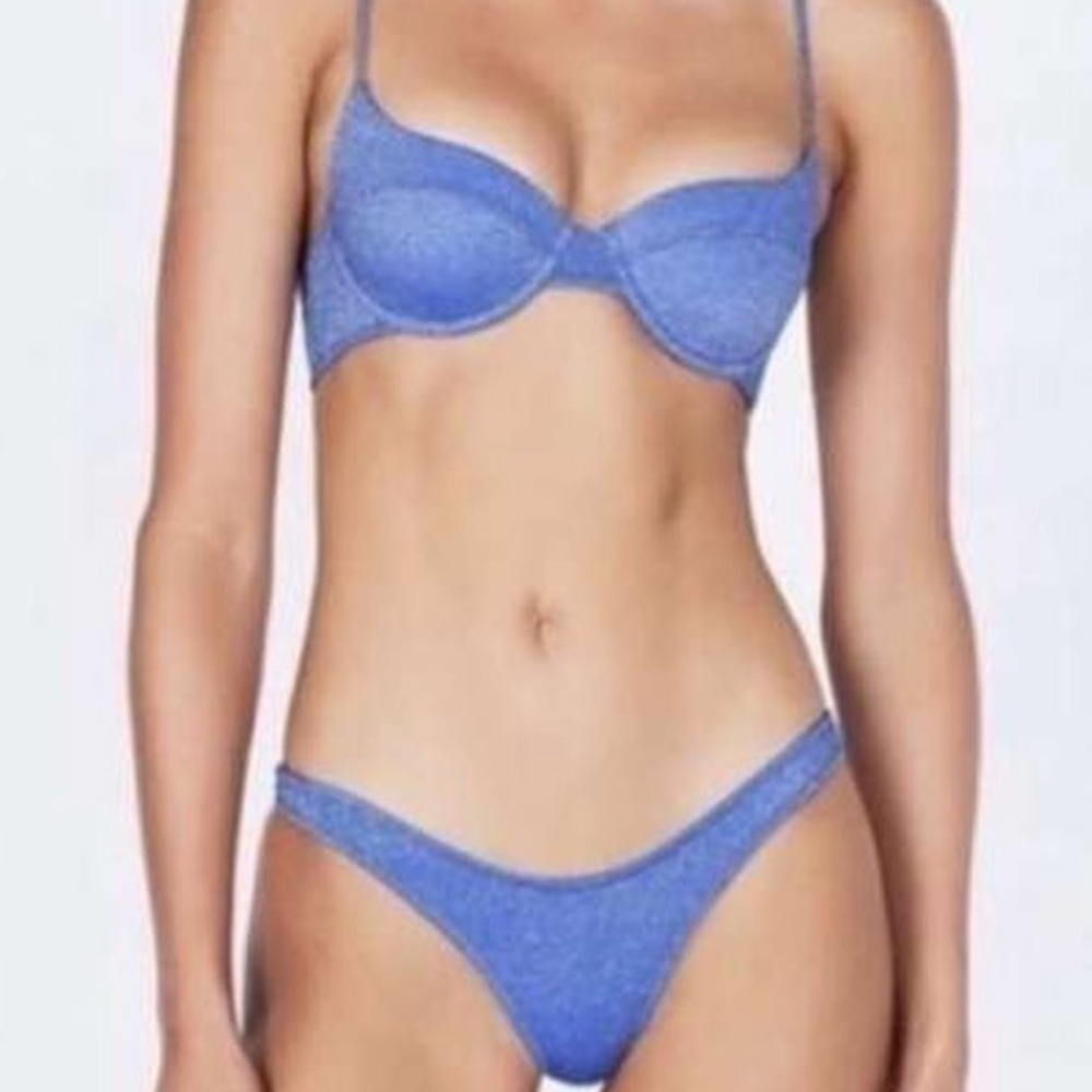 Blue triangl bathing suit